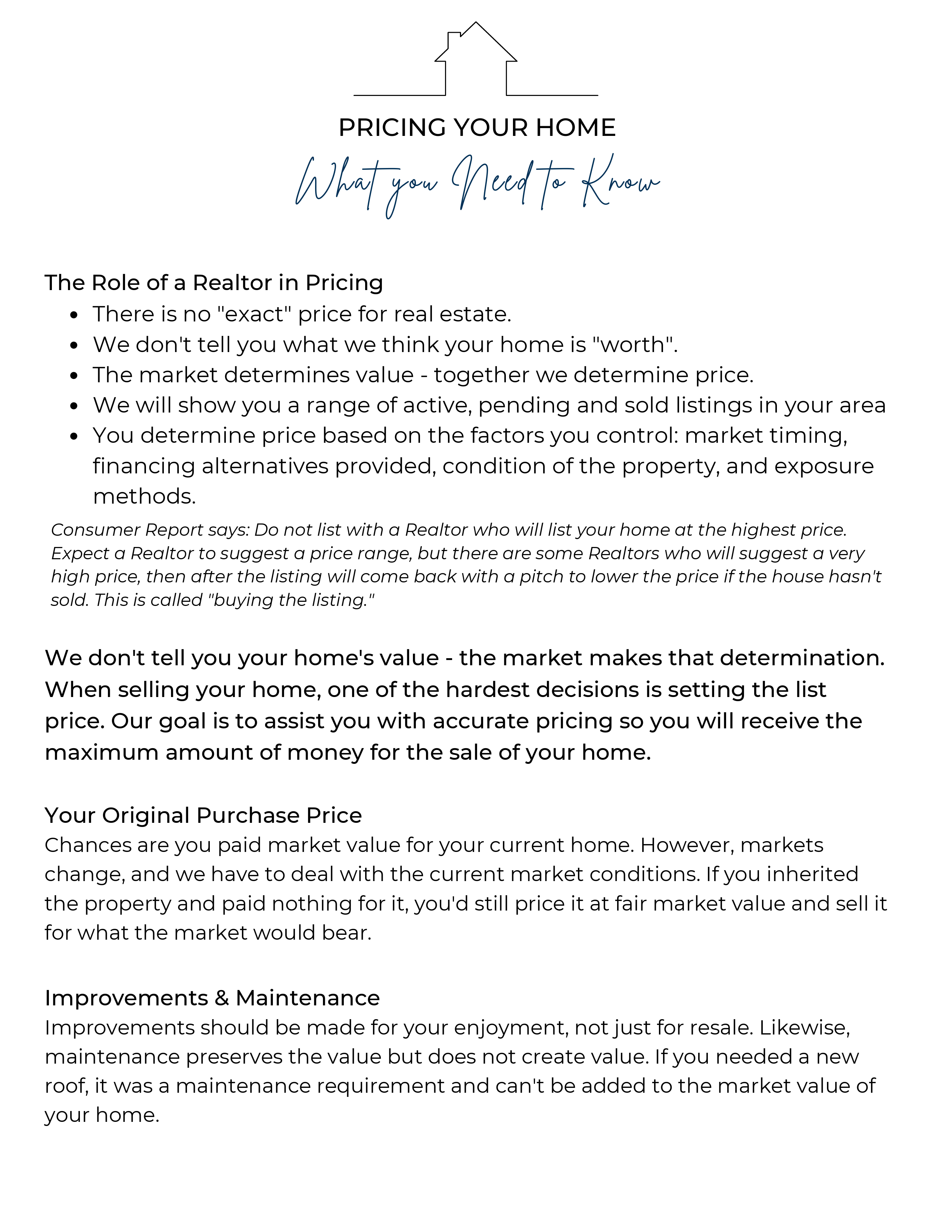 Pricing Your Home (1/2)